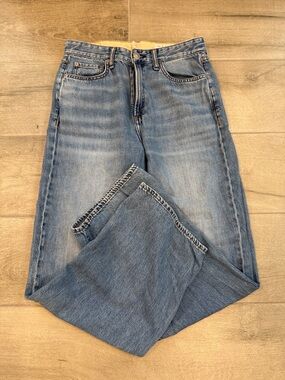 Rag & Bone Classic Light Logan Mid Rise Wide Leg Wash Straight Leg Jeans